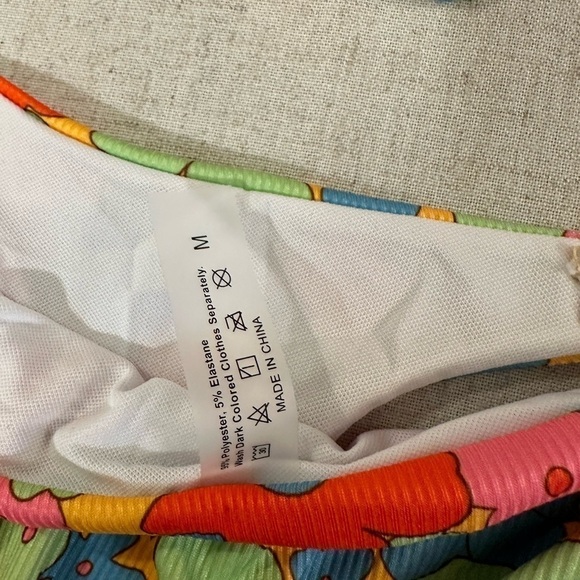 Floral Print String Bikini COLORFUL Size M - Picture 3 of 5